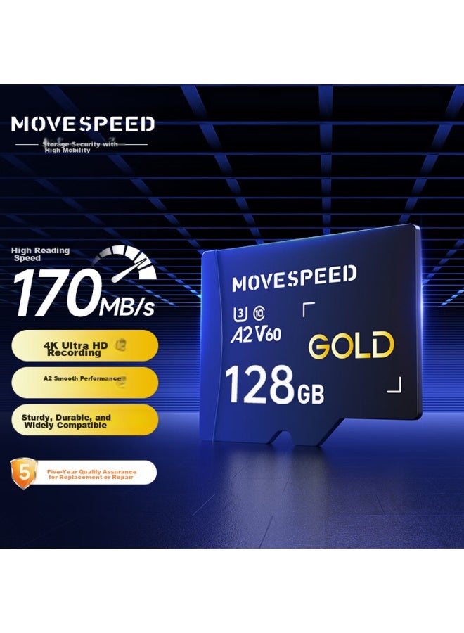 MOVESPEED Move Speed 128gb Tf Memory Card A2 V60 High-speed Storage Card, Suitable For Dji Drones, Gopro Action Cameras, Game Consoles, Monitors, And Dash Cams - Image 1