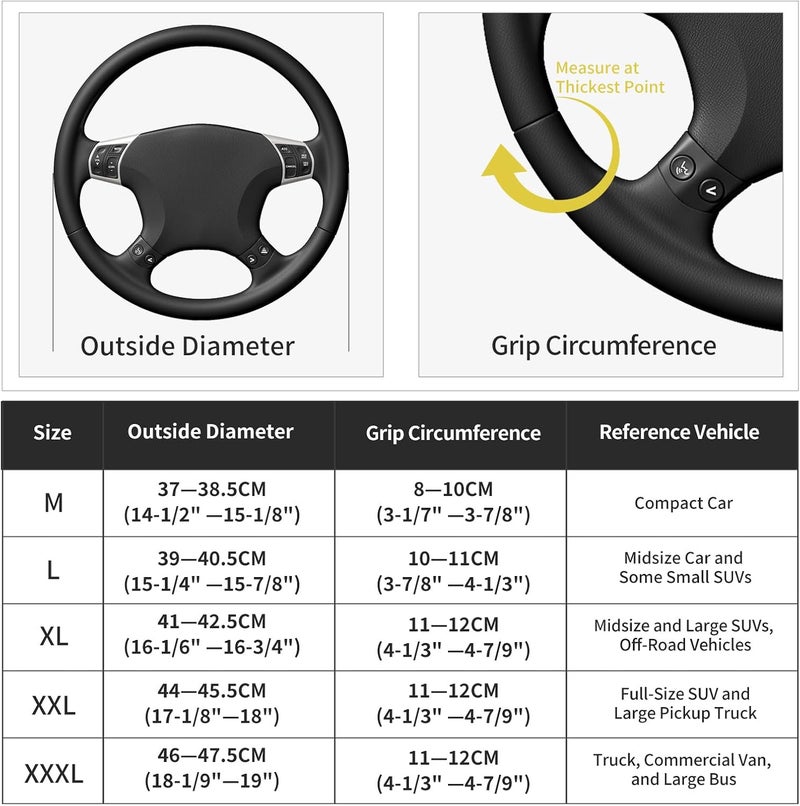 Qiyibei Suede Leather Steering Wheel Cover Wrap Kit - DIY Stitch-On for 14.5-15" Wheels, Superior Sweat Absorption & Non-Slip Grip, Comfortable & Durable Year-Round Upgrade - Image 3