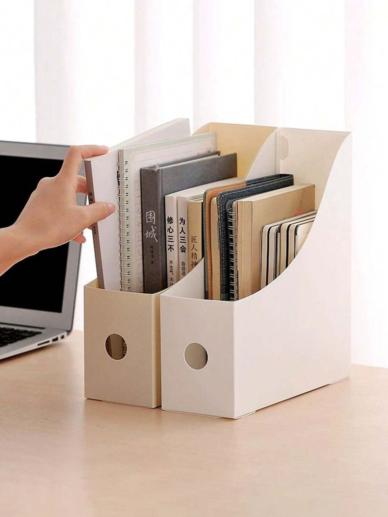 Shein 3 Pcs / 1 Pc Office File Rack for School Students and Office Information Organization, Plastic Book Shelf for File Storage and Storage Boxes, School Season and Back to School Supplies - Beige Size - Image 4