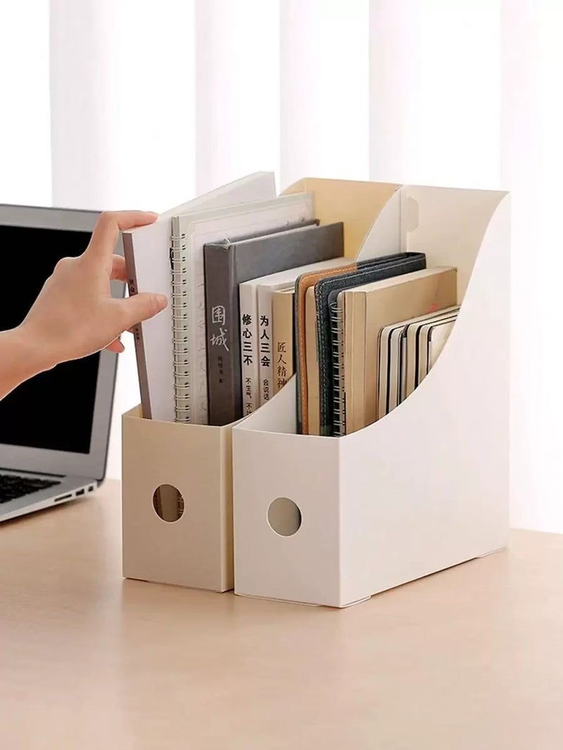Shein 3 Pcs / 1 Pc Office File Rack for School Students and Office Information Organization, Plastic Book Shelf for File Storage and Storage Boxes, School Season and Back to School Supplies - Beige Size - Image 1