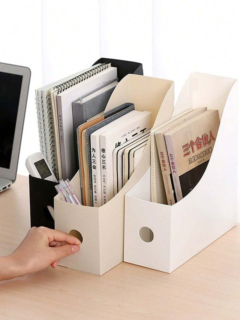 Shein 3 Pcs / 1 Pc Office File Rack for School Students and Office Information Organization, Plastic Book Shelf for File Storage and Storage Boxes, School Season and Back to School Supplies - Beige Size - Image 5