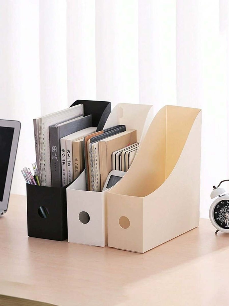 Shein 3 Pcs / 1 Pc Office File Rack for School Students and Office Information Organization, Plastic Book Shelf for File Storage and Storage Boxes, School Season and Back to School Supplies - Beige Size - Image 3