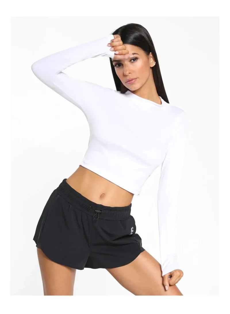 Koral Koral Luca Blackout  L/S Crop Top,  A6479E32-M-Wht