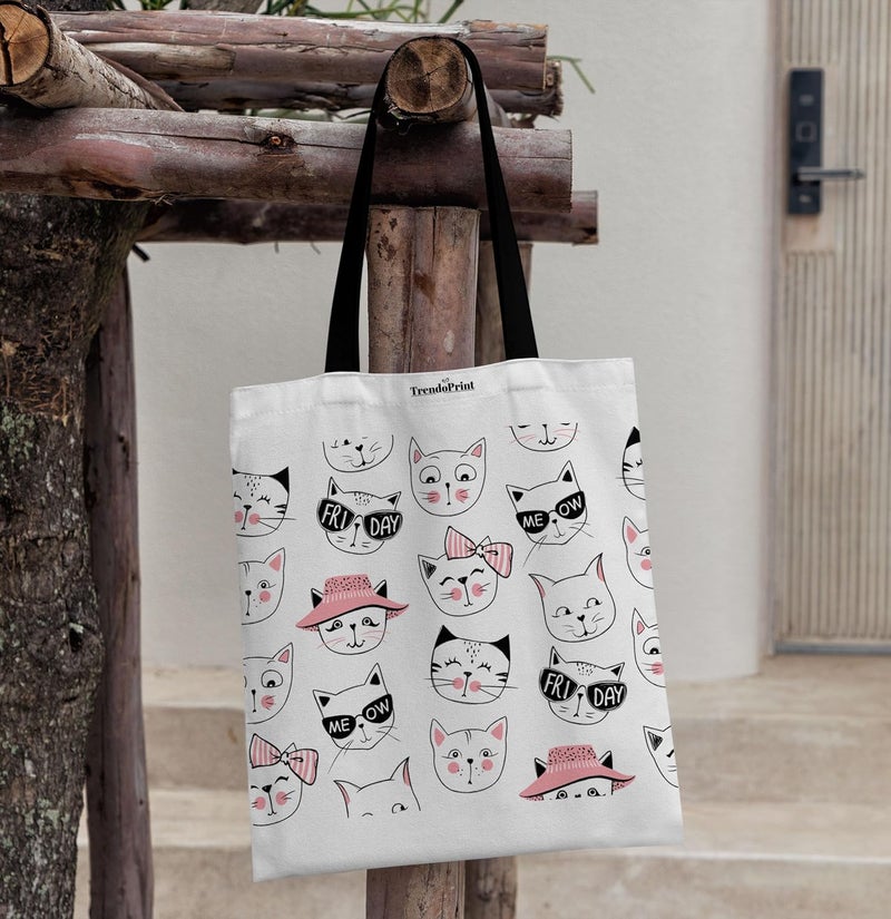 TrendoPrint Canvas White Tote Bags for Women with Zip 15Kgs Capacity, College Bag for Girls, 100% Organic Cotton Tote Bag for Shopping, Travel &Beach - Image 4