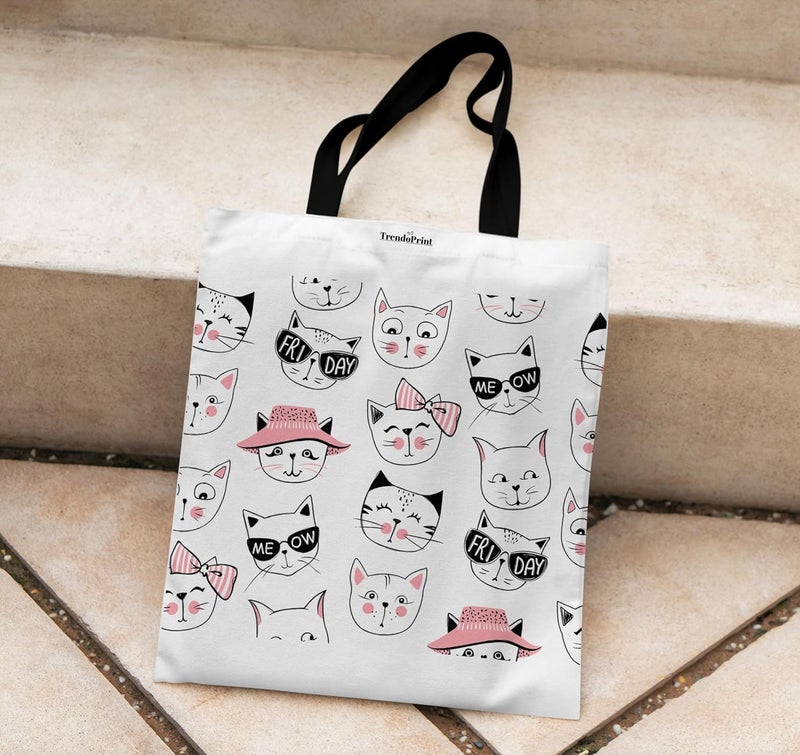 TrendoPrint Canvas White Tote Bags for Women with Zip 15Kgs Capacity, College Bag for Girls, 100% Organic Cotton Tote Bag for Shopping, Travel &Beach - Image 3
