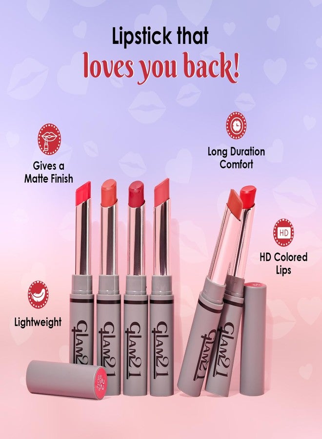 Glam 21 Long Lasting Non-Transfer Lipstick|Creamy Matte Formula | Smudge-Free | HD-Colored Lips - 2Gm|Magenta Love-10 - Image 3