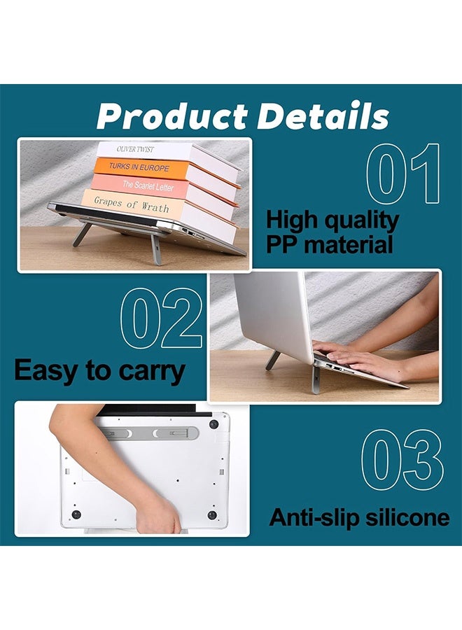 GD 2 Pcs Foldable Keyboard Riser Stand - Self-Adjusting Laptop Feet with Dual Angles Small Computer Stand Portable Computer Keyboard Lift for Desk Laptop (Black/Gray) - Image 5