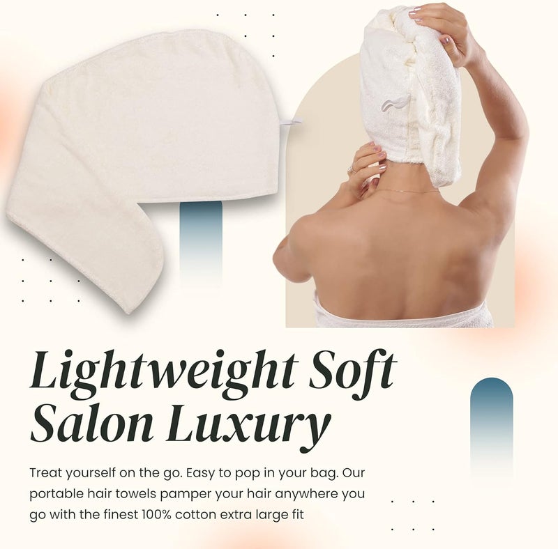 Aspen5 Huge Cotton Hair Towel Wraps for Women | Super Absorbent Quick Dry Hair Towel | Hair Turban Ideal for Long and Curly Hair | Plopping Towel Curly Hair (Coral White) - Image 5