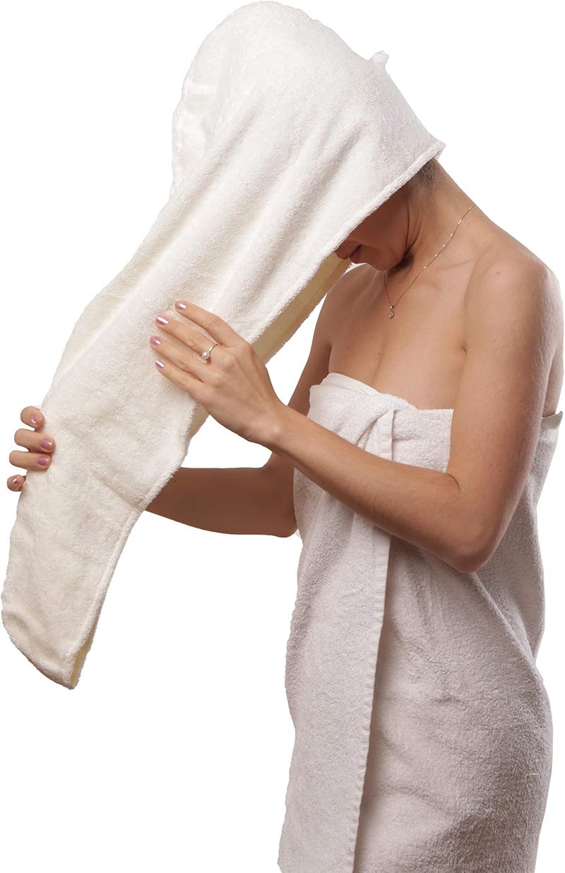 Aspen5 Huge Cotton Hair Towel Wraps for Women | Super Absorbent Quick Dry Hair Towel | Hair Turban Ideal for Long and Curly Hair | Plopping Towel Curly Hair (Coral White) - Image 1