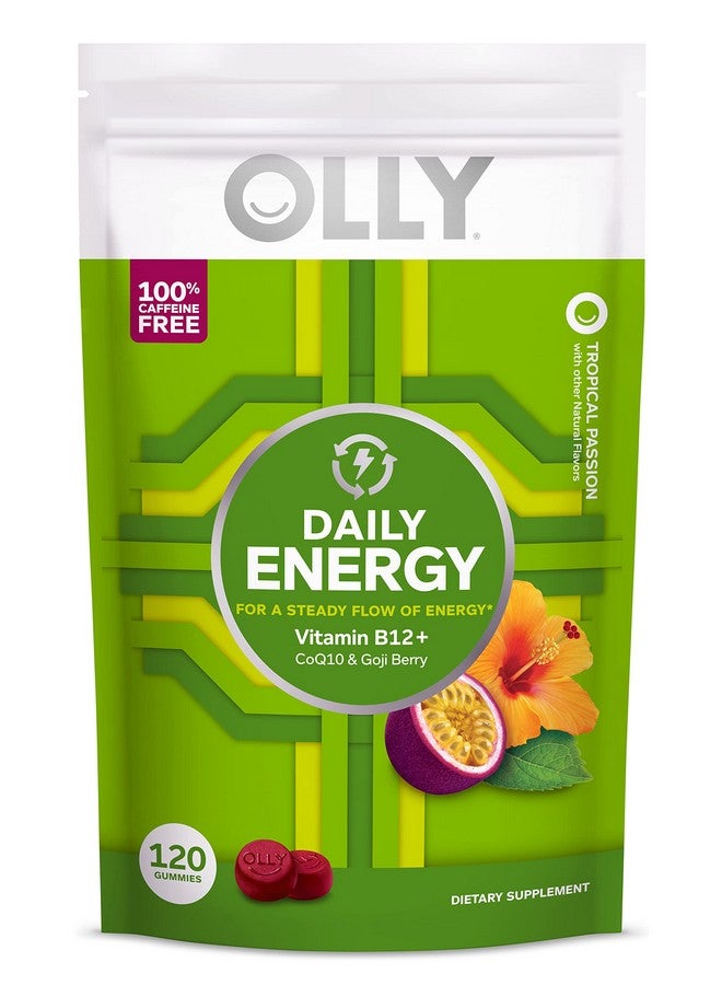 OLLY Daily Energy Gummy Caffeine Free Vitamin B12 Coq10 Goji Berry Adult Chewable Supplement Tropical Flavor 120 Count Pouch - Image 1