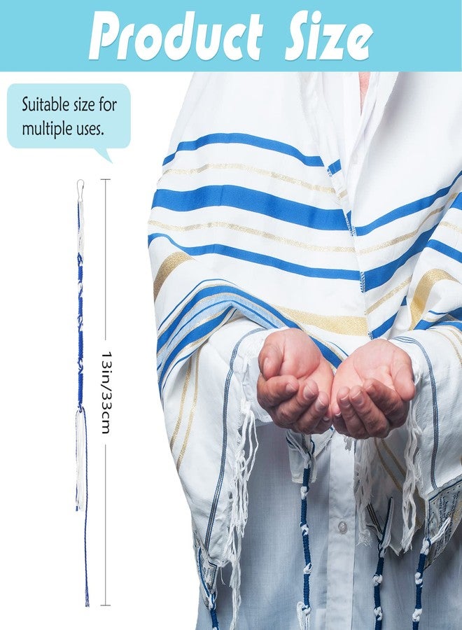 ليفيدي مجموعة ليفيد تزيتزتس، 4 قطع من شرابات التزيتزتس مع خطافات تعليق وخيط أزرق طويل يحمل صورة المسيح، كوشير للرجال والنساء، زينة للصلاة - Image 4