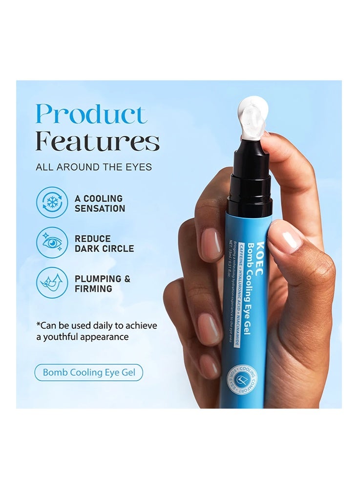 ك أو إي سي Bomb Cooling Eye Gel - الكافيين وحمض الهيالورونيك للانتفاخ والترطيب ، والنياسيناميد وفيتامين ج للهالات السوداء ، والأدينوزين والكولاجين للنفخ والشد - Image 2