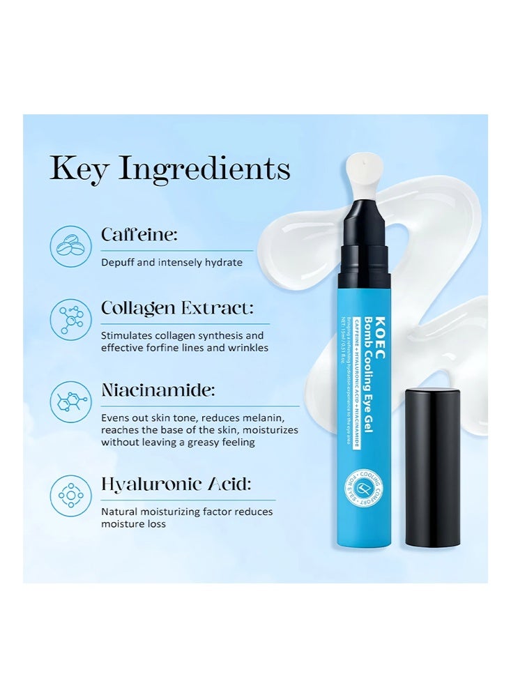 ك أو إي سي Bomb Cooling Eye Gel - الكافيين وحمض الهيالورونيك للانتفاخ والترطيب ، والنياسيناميد وفيتامين ج للهالات السوداء ، والأدينوزين والكولاجين للنفخ والشد - Image 3