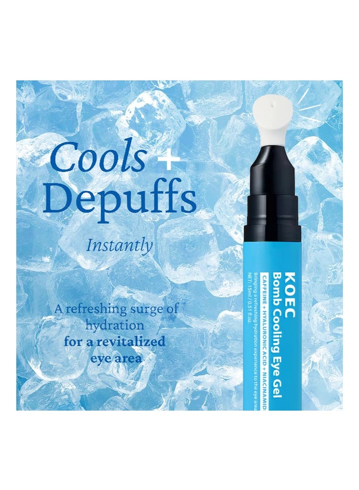 ك أو إي سي Bomb Cooling Eye Gel - الكافيين وحمض الهيالورونيك للانتفاخ والترطيب ، والنياسيناميد وفيتامين ج للهالات السوداء ، والأدينوزين والكولاجين للنفخ والشد - Image 5