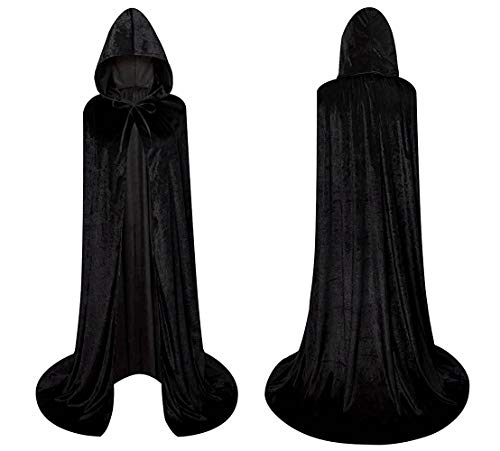 LHJ Cloak with Hood Costume Hooded Cape Crushed Velvet for Men Women - Image 4