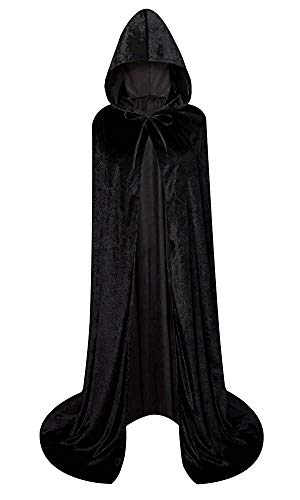 LHJ Cloak with Hood Costume Hooded Cape Crushed Velvet for Men Women - Image 1