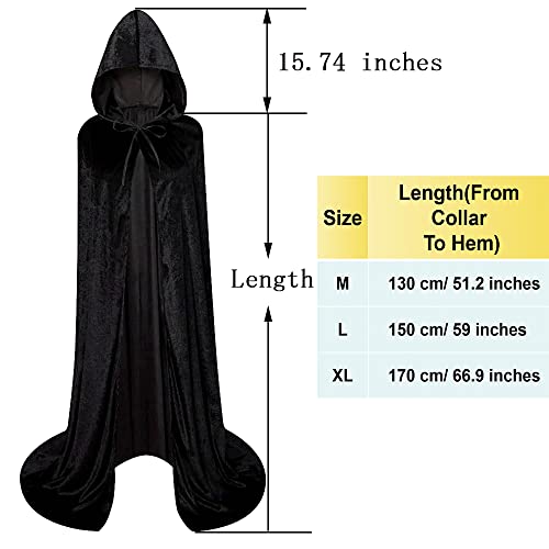 LHJ Cloak with Hood Costume Hooded Cape Crushed Velvet for Men Women - Image 5