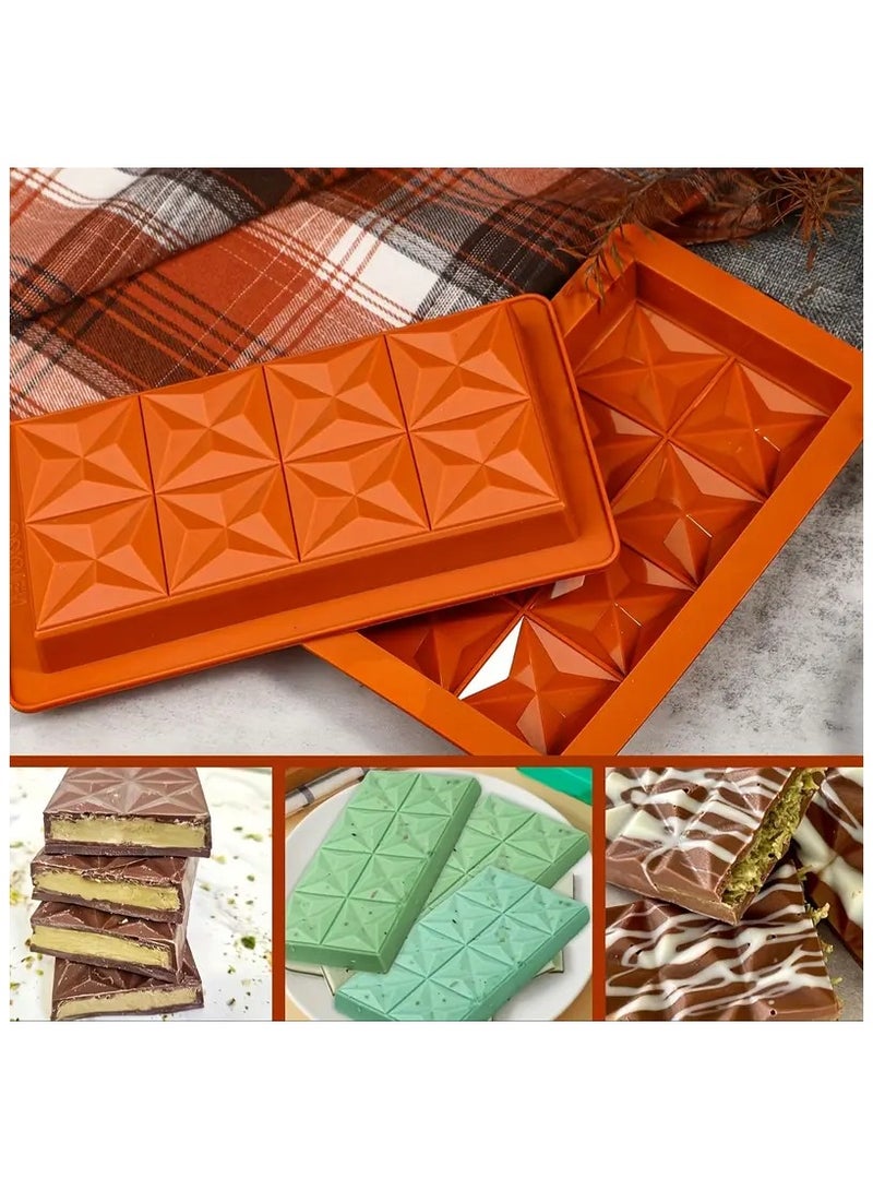 قالب شوكولاتة دبي عميق 1 بوصة مع أشكال ماسية، قالب شوكولاتة كبير محشو من السيليكون سميك، قالب حلوى شوكولاتة كبير لحشو الكنافة بالفستق - Image 4