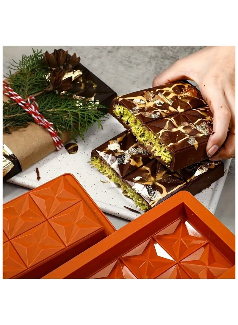 قالب شوكولاتة دبي عميق 1 بوصة مع أشكال ماسية، قالب شوكولاتة كبير محشو من السيليكون سميك، قالب حلوى شوكولاتة كبير لحشو الكنافة بالفستق - Image 5