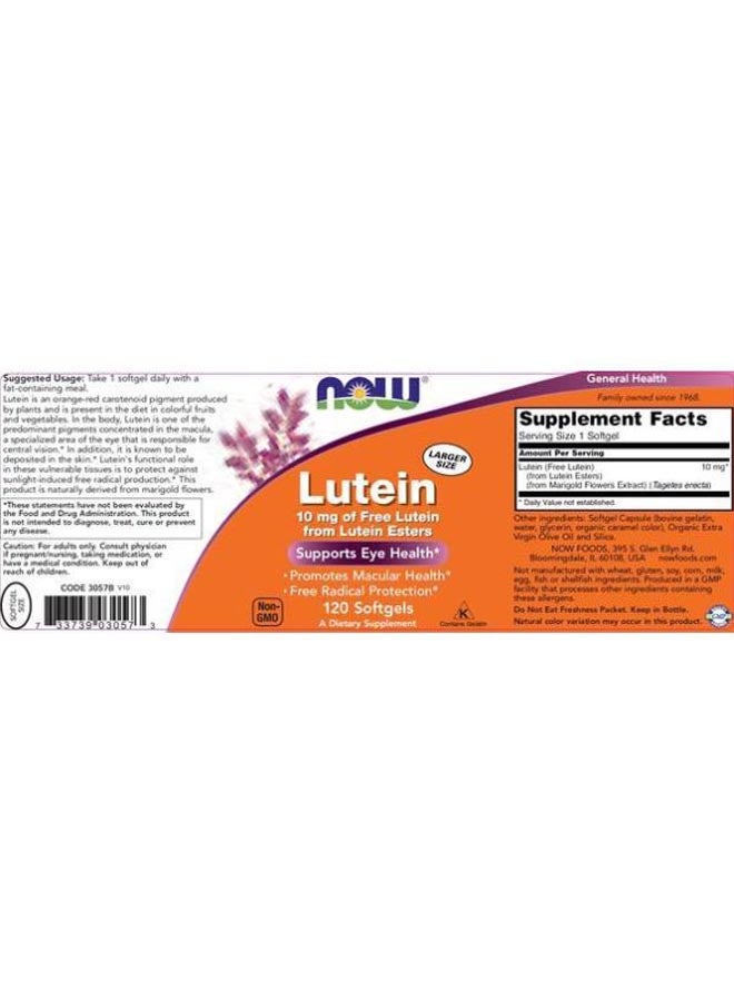 Now Foods Lutein Dietary Supplement 120 Softgels - Image 4