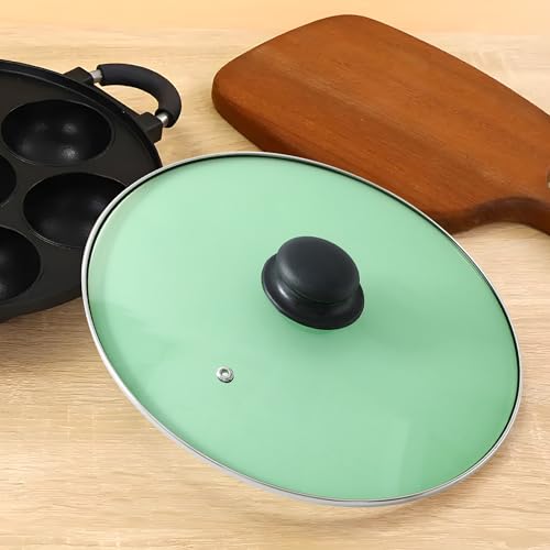 UMAI Glass Pot Lid (20 cm) With Steel Rim | Universal Cooking Lid for Utensils, Kadai & Pans (Green) - Image 1