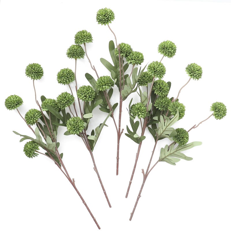 Floroom 5pcs Olive Green Faux Silk Mums Artificial Flowers, Bulk Fake Small Mini Chrysanthemums with Stems for DIY Wedding Centerpieces Floral Arrangements Vase Fillers Home Decorations - Image 1