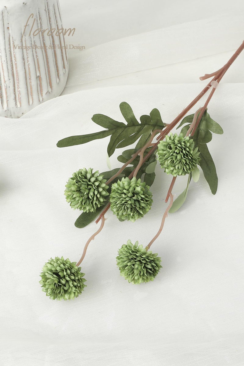 Floroom 5pcs Olive Green Faux Silk Mums Artificial Flowers, Bulk Fake Small Mini Chrysanthemums with Stems for DIY Wedding Centerpieces Floral Arrangements Vase Fillers Home Decorations - Image 4