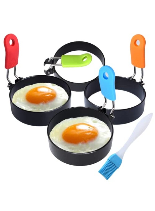 Yuroochii 4 Pack Egg Ring for Frying Eggs Stainless Steel Egg Mould Cooking Rings for Fried Egg Shaping Egg Muffins Pancakes - Image 1