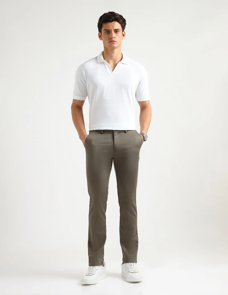 Arrow Olive All Over Printed Satin Trousers for Men | Best Price UAE
