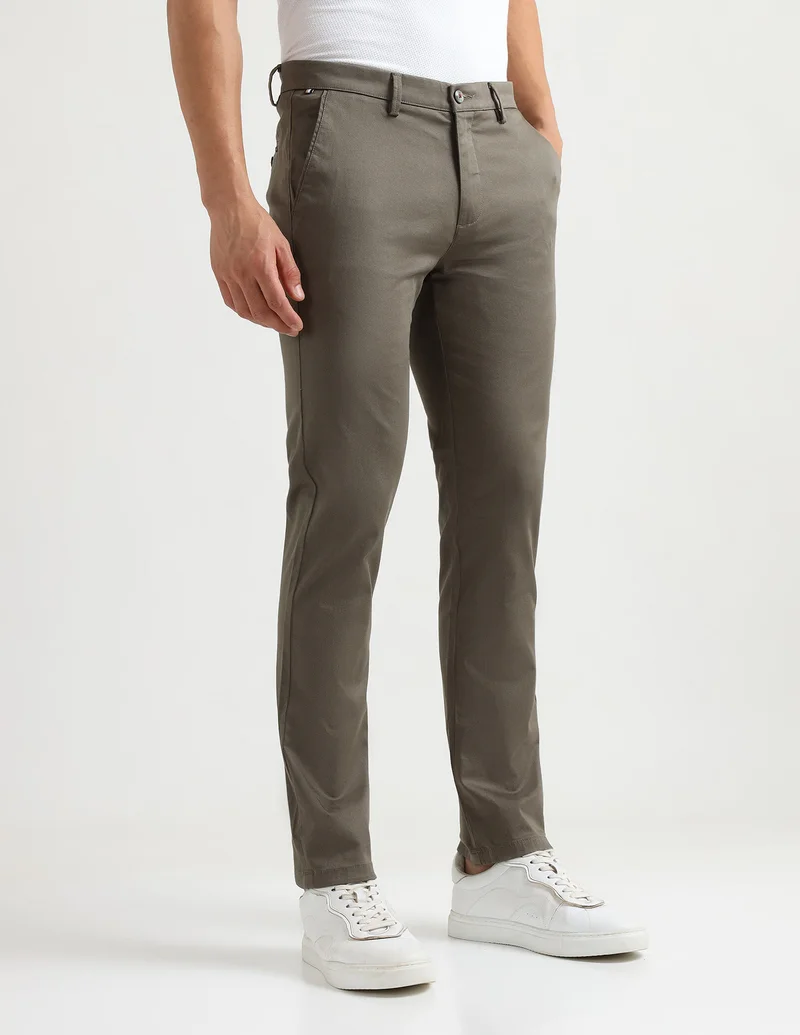 Arrow Olive All Over Printed Satin Trousers for Men | Best Price UAE
