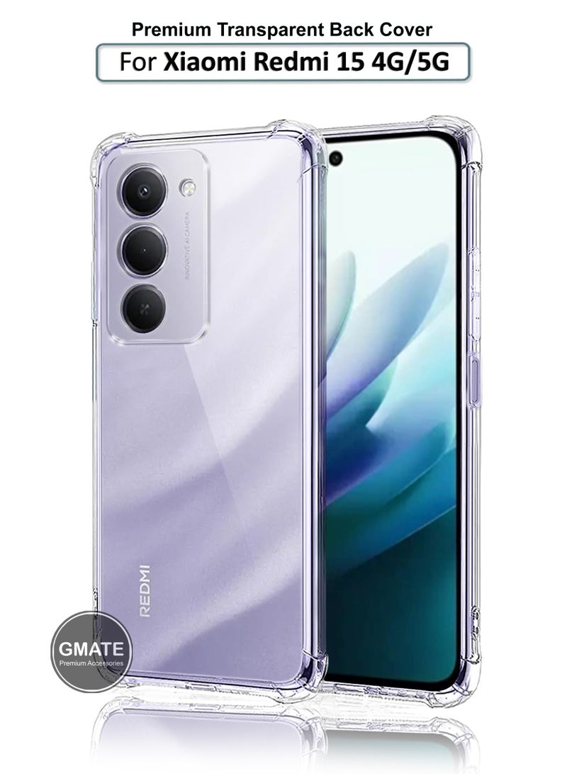 GMATE Xiaomi Redmi 15 4G/5G - Ultra Clear Flexible Shockproof Silicone  Back Cover With Raised Edge Bumps Protection - Transparent - Image 1