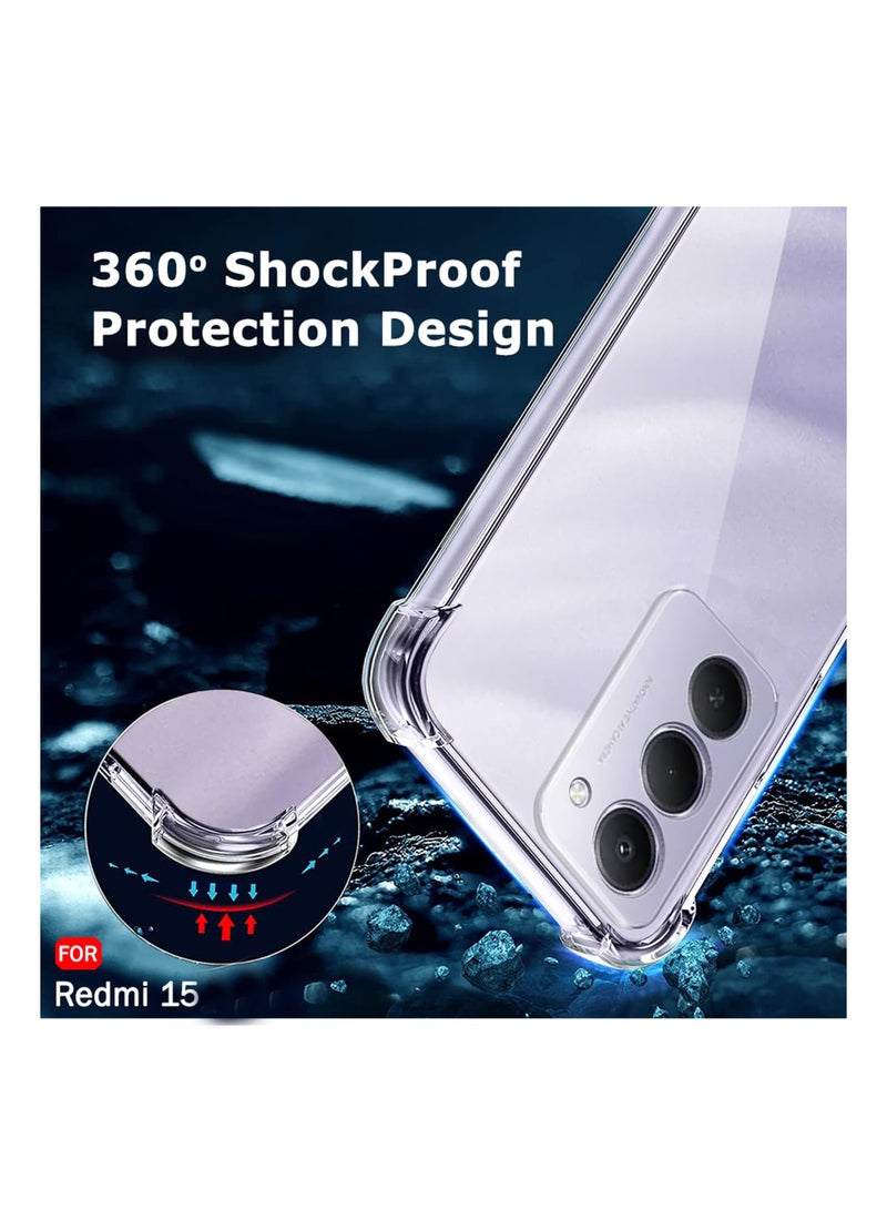 GMATE Xiaomi Redmi 15 4G/5G - Ultra Clear Flexible Shockproof Silicone  Back Cover With Raised Edge Bumps Protection - Transparent - Image 4