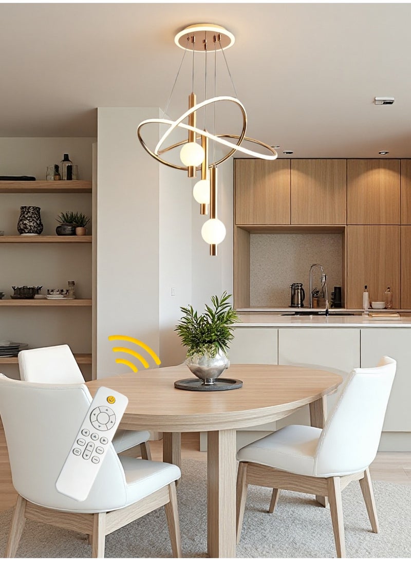 Lollipop-shaped LED pendant light with three light colors, remote control, and adjustable height. Ideal for living rooms, bedrooms, and above dining tables. - Image 1