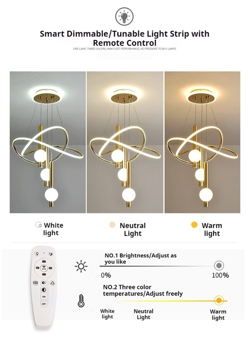 Lollipop-shaped LED pendant light with three light colors, remote control, and adjustable height. Ideal for living rooms, bedrooms, and above dining tables. - Image 2