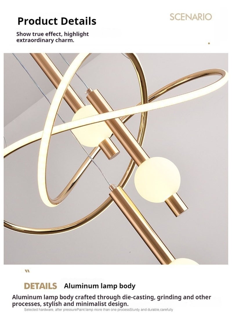 Lollipop-shaped LED pendant light with three light colors, remote control, and adjustable height. Ideal for living rooms, bedrooms, and above dining tables. - Image 3