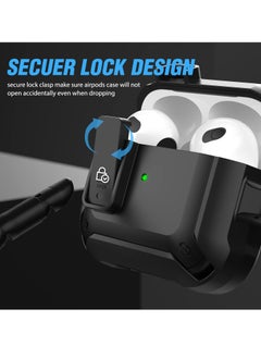 Generic Airpods 3rd Generation Case and Airpods 3 Case with Key Chain, Security Lock Armour with Switch for Airpods 3nd, Front LED Visual - Black  - Image 2