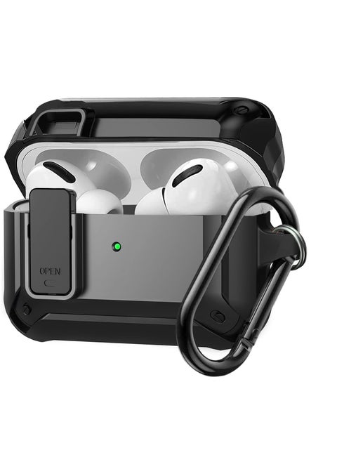 Airpods 3rd Generation Case and Airpods 3 Case with Key Chain, Security Lock Armour with Switch for Airpods 3nd, Front LED Visual - Black