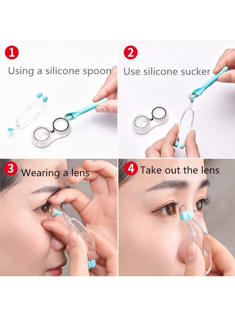 SYOSI Contact Lens Remover, Soft Contact Lens Inserter and Remover Tool Kit with Tweezers & Soft Scoop & Case, Portable Contacts Insertion Removal Solution Stick for Travel and Home  - Image 2