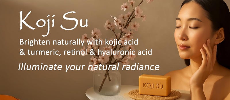 Handmade Koji Su Brightening Soap Kojic Acid Turmeric Retinol Hyaluronic Acid Fade Dark Spots Even Skin Tone Made in USA Gentle Face Body Cleanser - Image 4
