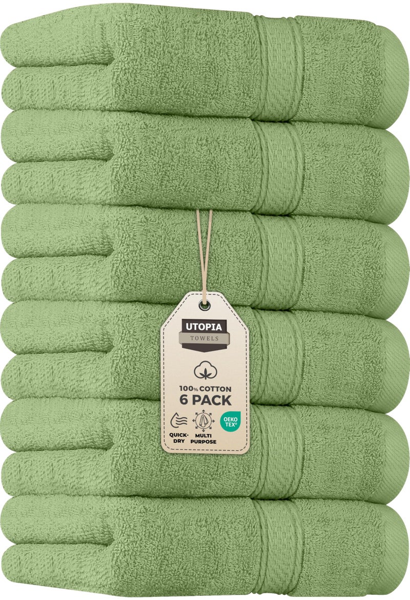 Utopia Towels 6 Pack Premium Hand Towels Set 16 by 28 inches 100 Ring Spun Cotton Ultra Soft and Highly Absorbent 600GSM Towels for Bathroom Gym Shower Hotel and Spa Sage Green