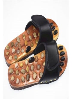 Generic Shiatsu Foot Massager Slippers with Natural Cobblestone - Relaxing Massage Sandals for Ultimate Comfort (Black, Size 42)  - Image 3