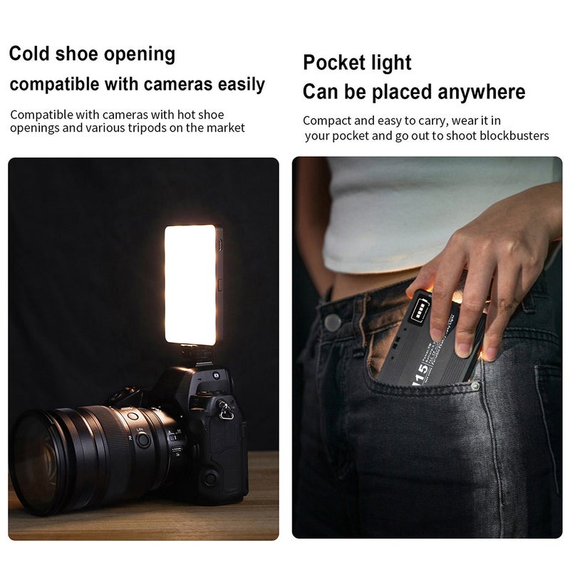 Mini LED Video Light: 15cm Black Pocket-Sized 75g Light With 80Ra Color Accuracy - 3000K-9900K Adjustable Color Temperature Portable LED Video Light for Portrait Photography, Live Streaming and Outdoo - Image 2