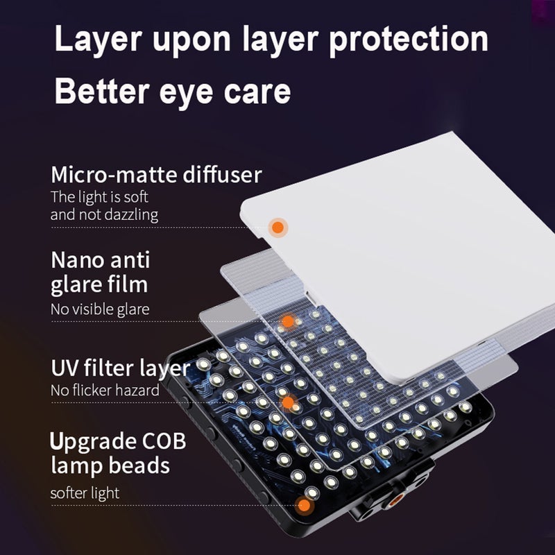 Mini LED Video Light: 15cm Black Pocket-Sized 75g Light With 80Ra Color Accuracy - 3000K-9900K Adjustable Color Temperature Portable LED Video Light for Portrait Photography, Live Streaming and Outdoo - Image 4