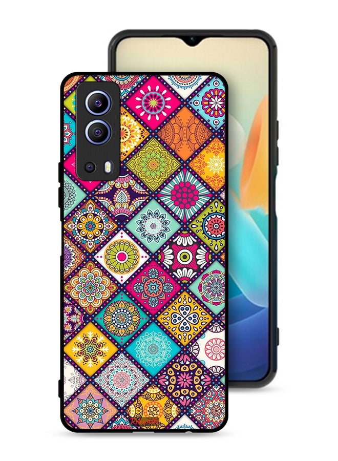 Tolwak Vivo Y72 5G Protective Case Cover Mandala Squares Pattern - Image 1