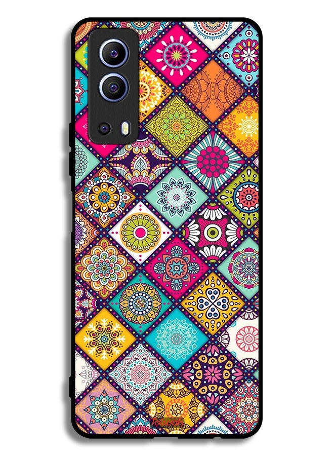 Tolwak Vivo Y72 5G Protective Case Cover Mandala Squares Pattern - Image 2