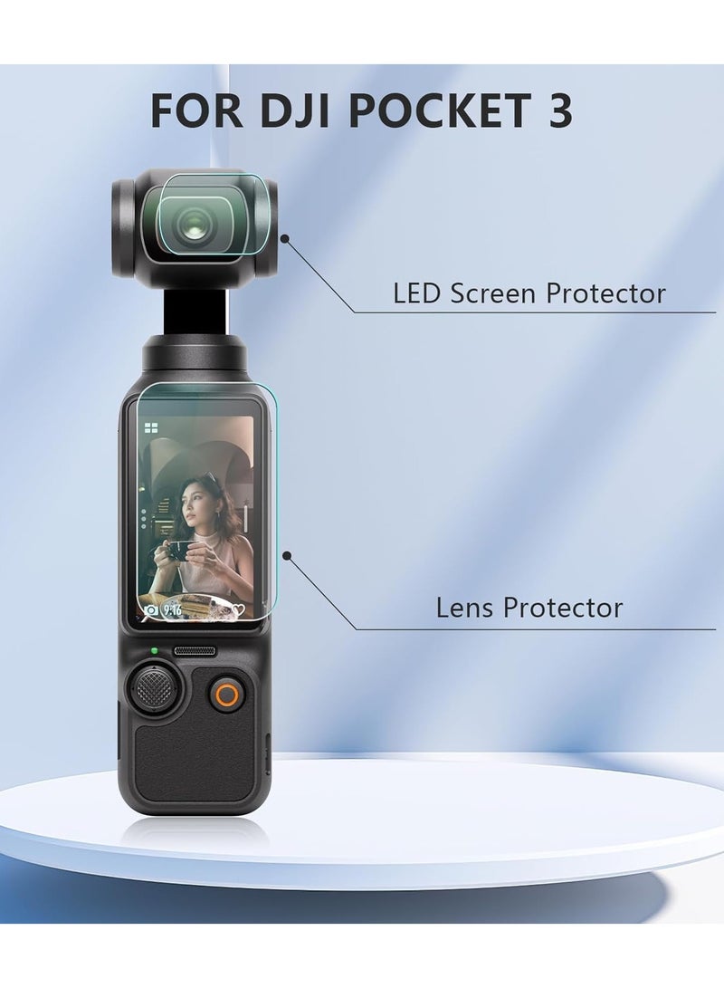 Screen Protector for DJI OSMO Pocket 3 Camera, 4-Piece Set, 2 Screen + 2 Lens Protectors, Tempered Glass  - Image 2