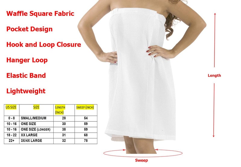 byLora BY LORA Women's Spa Wrap Women's Shower Waffle Robes with Adjustable Closure Lightweight Waffle Thigh Length Body Wraps for Beach Spa Gym Bath Pool S-XXXL - Image 3