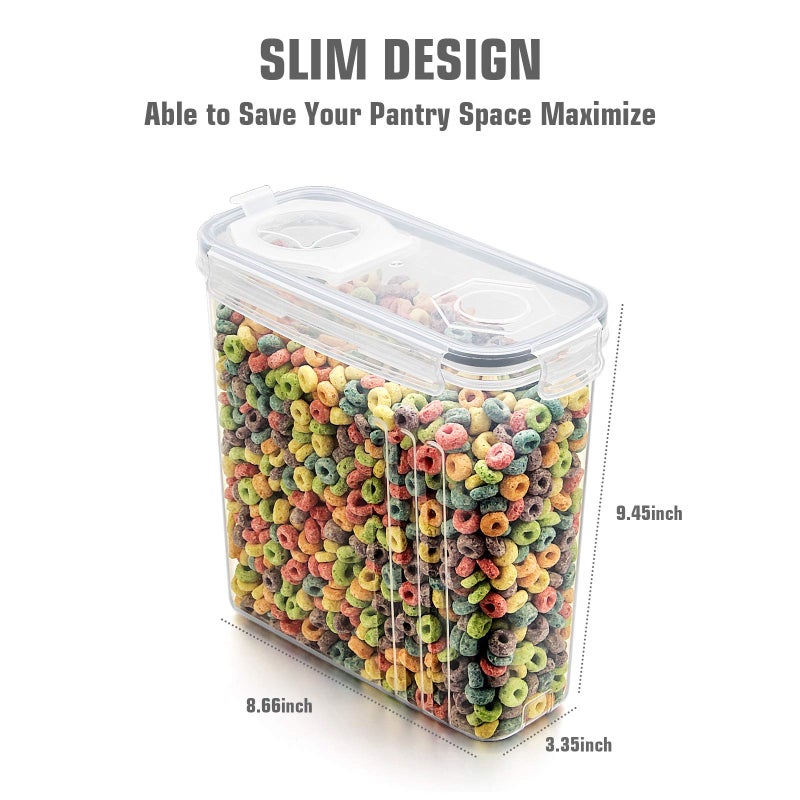 Wildone Wildone Cereal Storage Containers Set, Large BPA Free Plastic Airtight Food Storage Containers 4L /135.3oz for Cereal, Flour, Sugar, 6 Piece Set Cereal Dispensers with 20 Labels & Marker, Grey  - Image 4