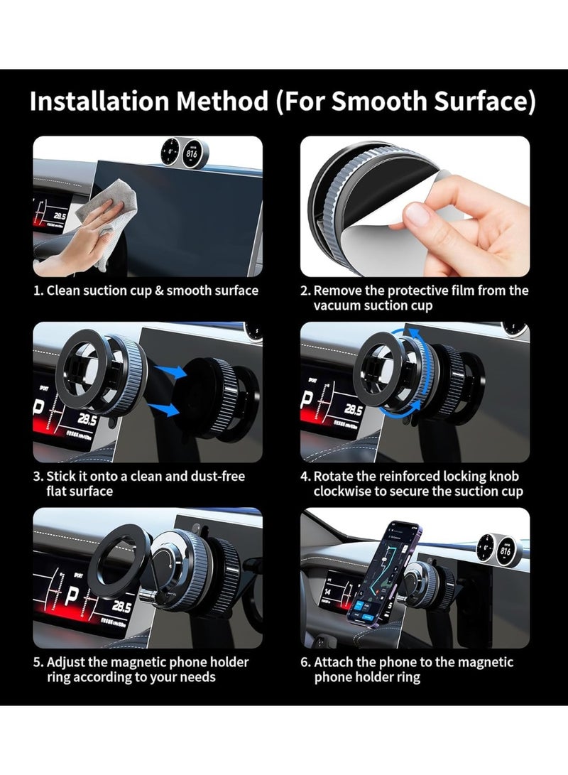 DAZE-me Magnetic Vacuum Suction Phone Holder | 360° Rotatable Ball Joint | Universal Smartphone Compatibility | Optimal Driving Safety | Seamless Multi-Tasking | No Permanent Alterations | esidue-Free Vacuum Gel Base - Image 3