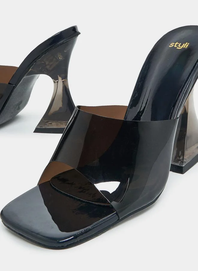 ستايلي Peep Toe Sculptured Kitten Heel Sandals